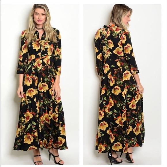 Dresses & Skirts - Button Down Maxi Floral Dress